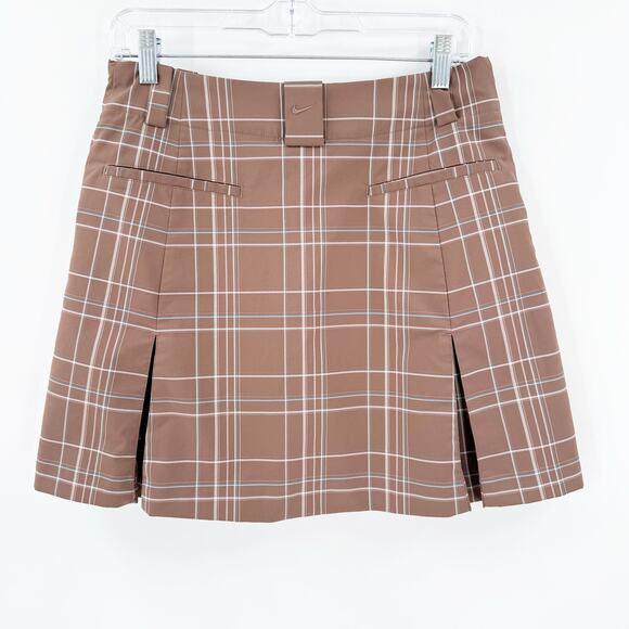 Nike Golf Women's Pleated Skirt and Skort Size 6P Plaid Brown Polyester Blend - Picture 2 of 11